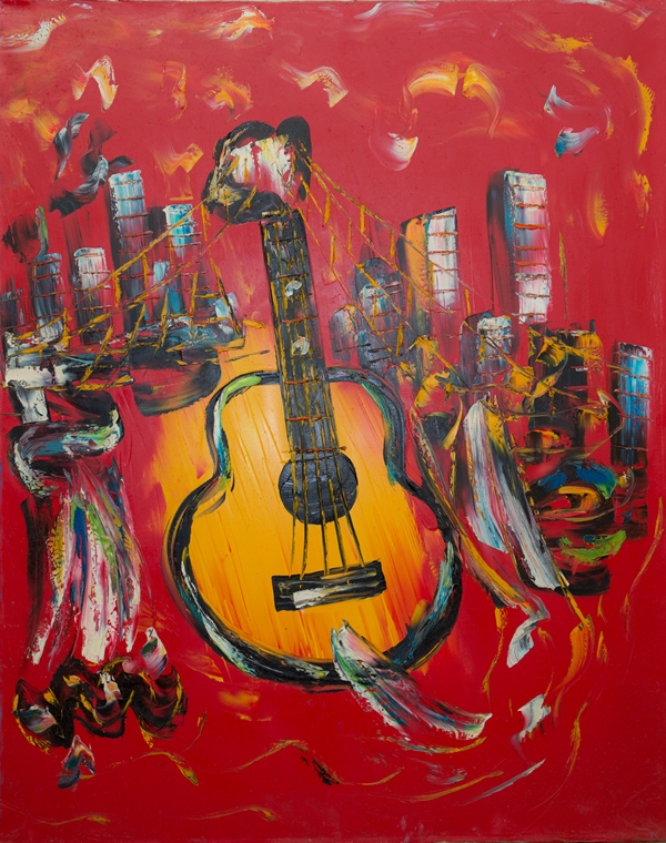 Tranh Sơn Dầu Cây Đàn Guitar